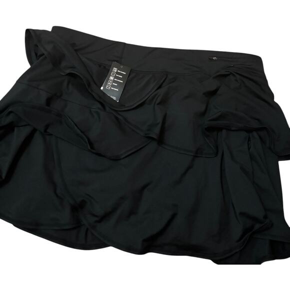 ID Ideology Ruffled Tiered Skort Women's Size 3X Black Elastic Waist Pull On - Picture 2 of 5
